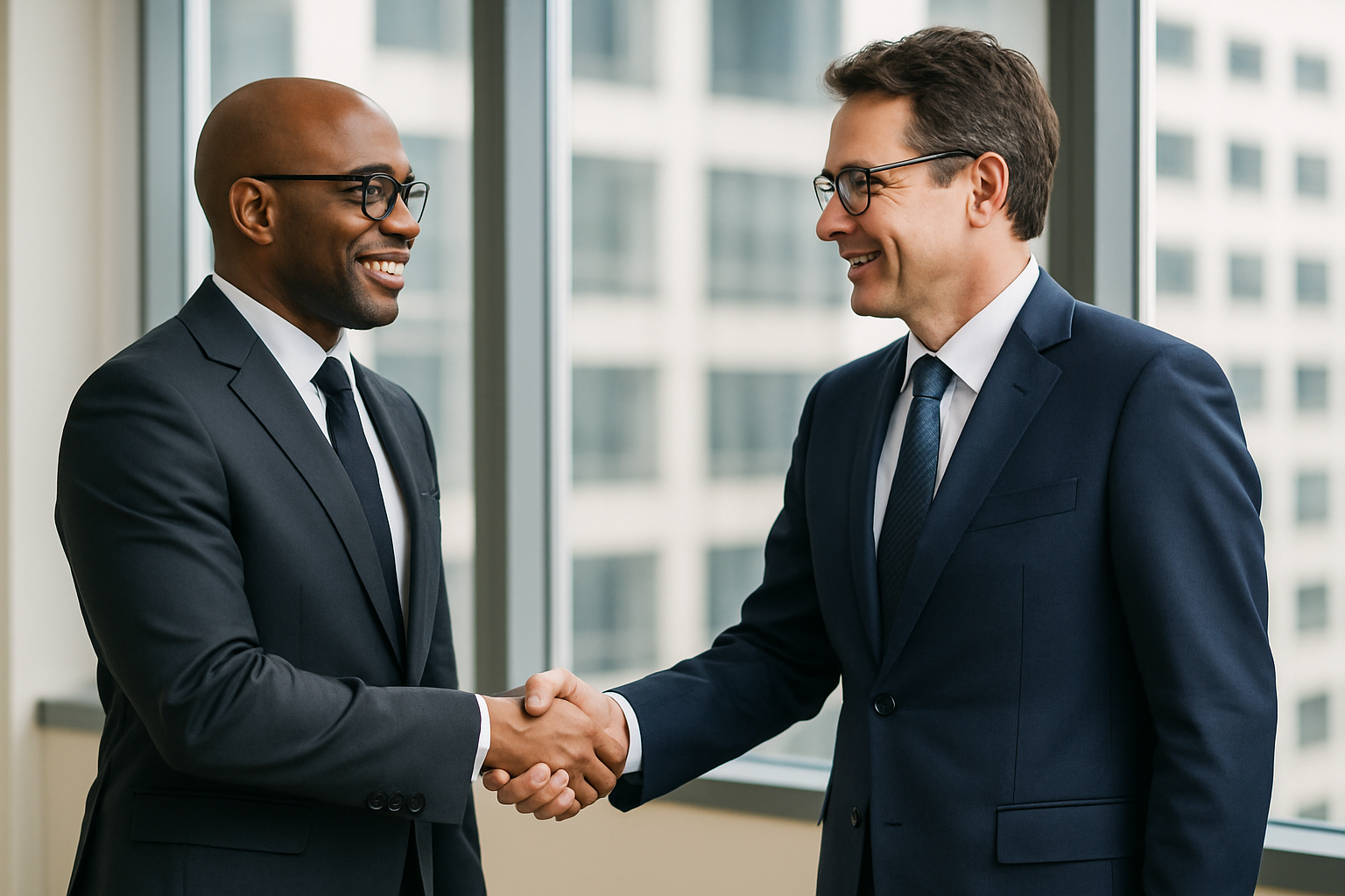 Two executives shaking hands-1