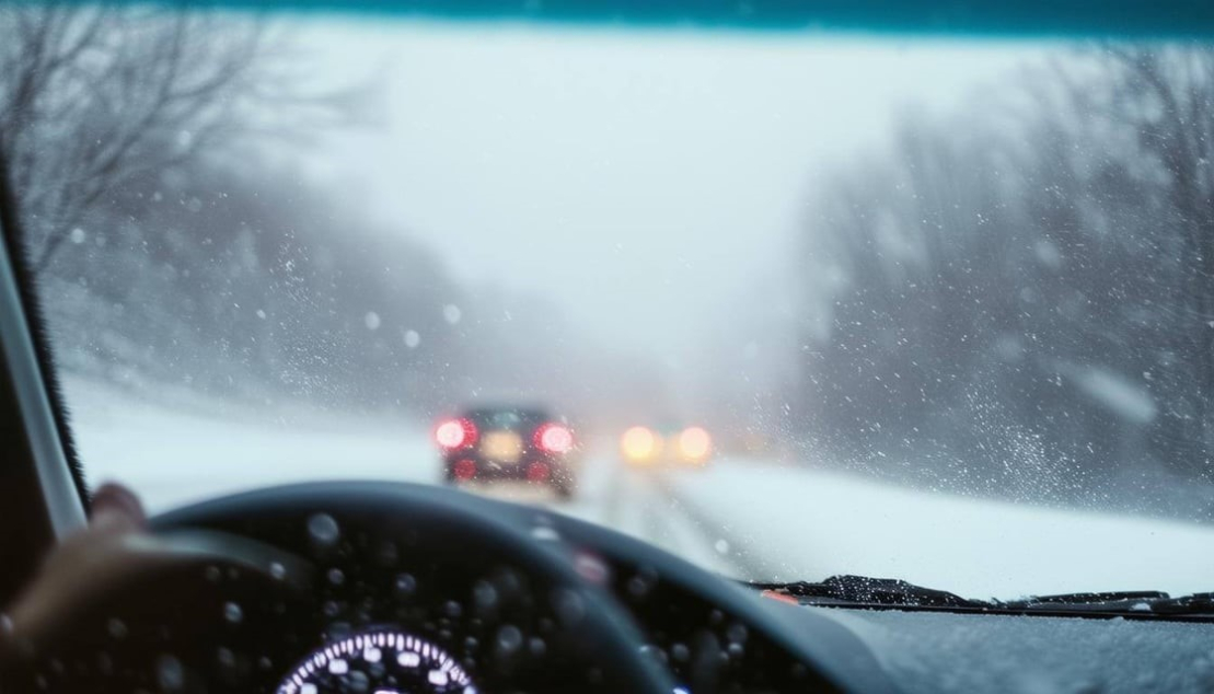 driving on a snowy road