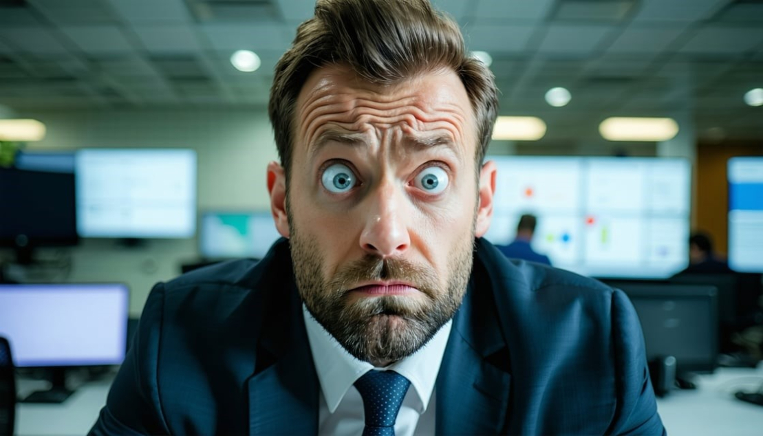 Businessman making a silly face