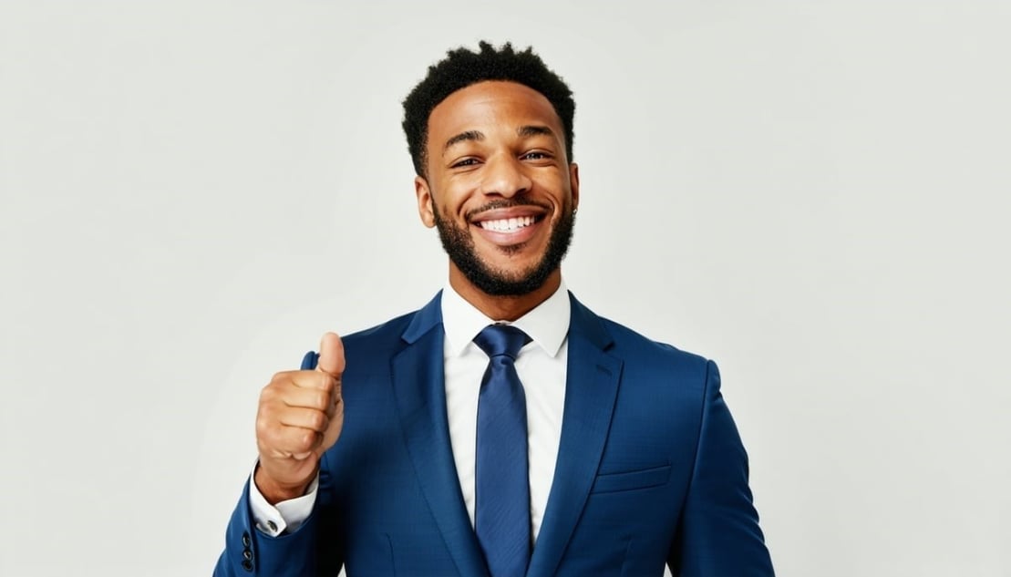 Businessman with his thumb up