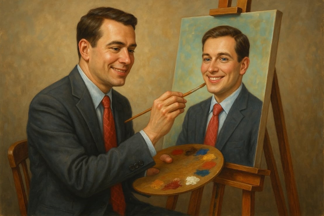 man painting a picture