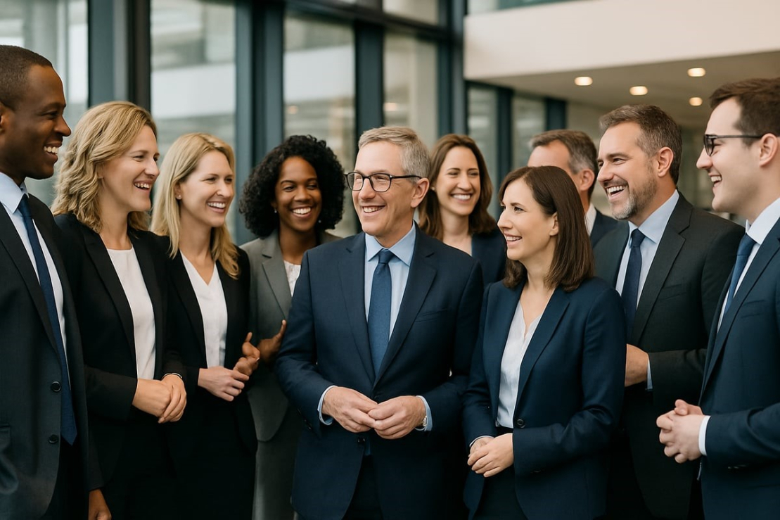 Group of business people smiling together