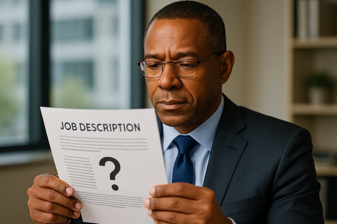 Businessman looking at job description