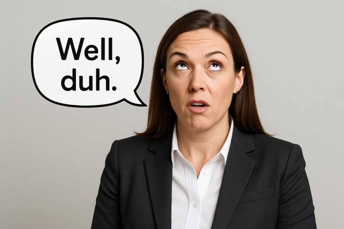 Businesswoman saying well, duh