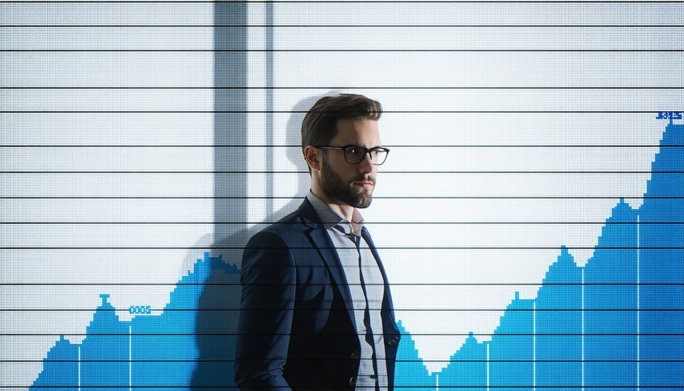 a financial executive in sharp contrast to a background-1