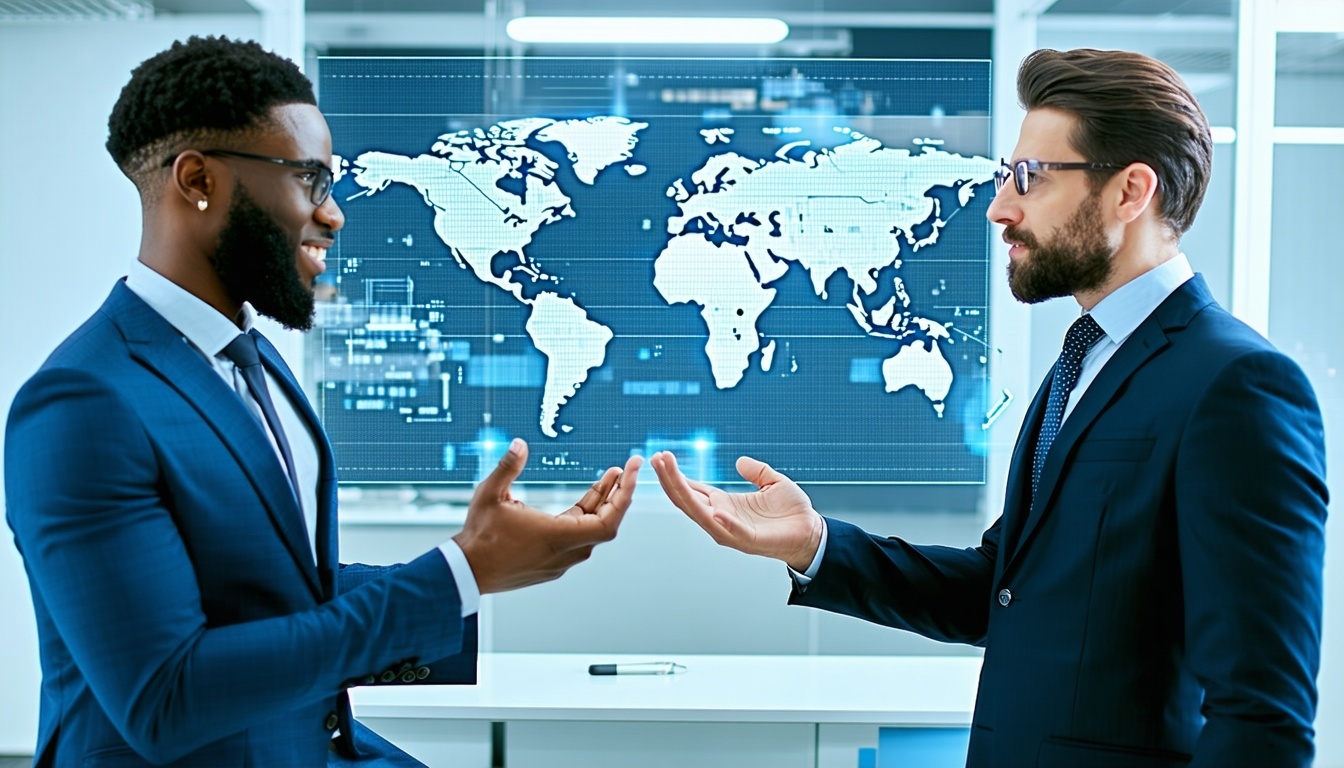 one executive showing another executive the future that is in front of him-1